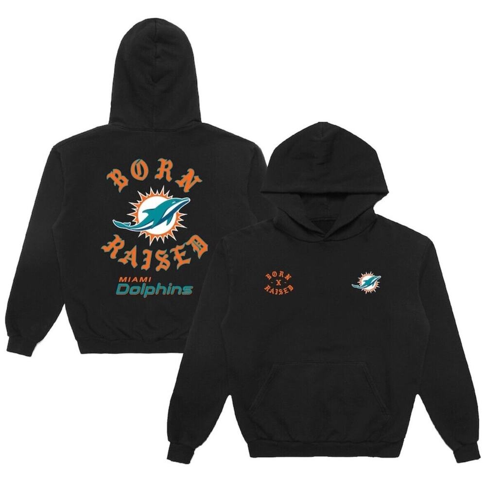 Unisex Miami Dolphins Born x Raised Black Pullover Hoodie, Size L